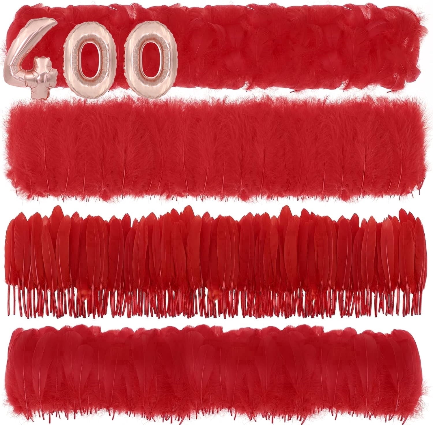 600PCS Red Feathers, 3-4.7 inch Feathers Bulk for DIY Crafts Wedding Halloween Costume Party Decorations Dream Catcher Supplies