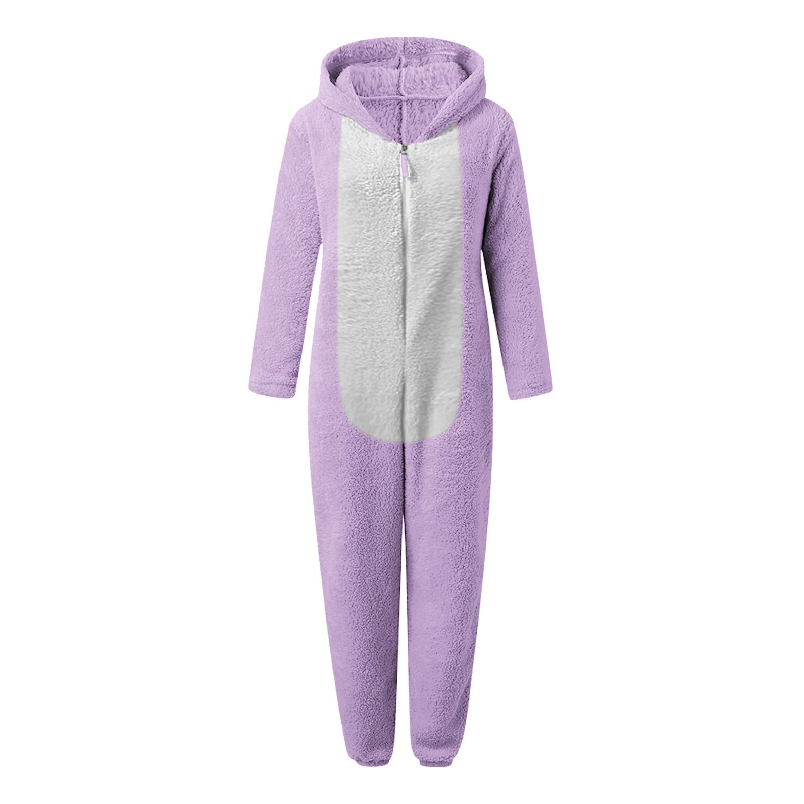 QATAINLAV Sherpa Fleece Jumpsuit for Women Winter Warm Fuzzy Onesie Pajamas Cute Cat Hooded Romper Casual Zip Up Overalls Sleepwear Black XL