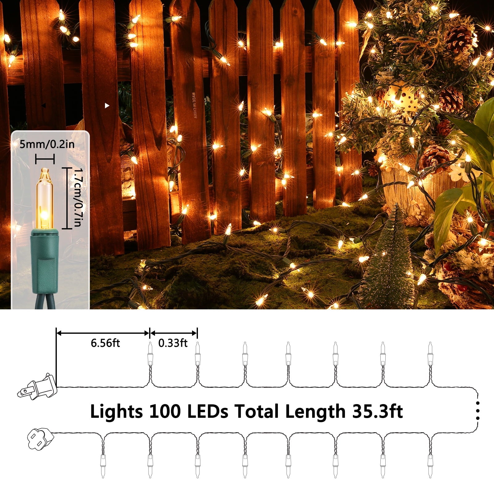 Toodour Orange & Purple Halloween Lights, 25ft 100 Count Incandescent Halloween String Lights, UL Certified Connectable Mini Bulbs Halloween Lights for Indoor, Outdoor, Garden, Porch, Halloween Decor