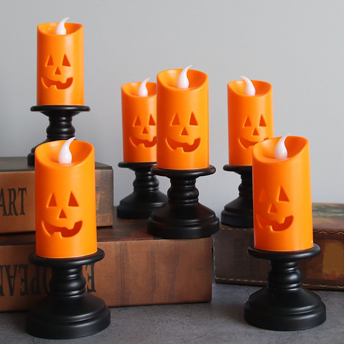 Qocolcyl 2 Pack Halloween Skeleton Lights Decorations, Halloween Candles Lamp Decoration Ornament Indoor Outdoor, Halloween Scary Decor for Home Room Table Outside Yard Lawn Garden Party Supplies