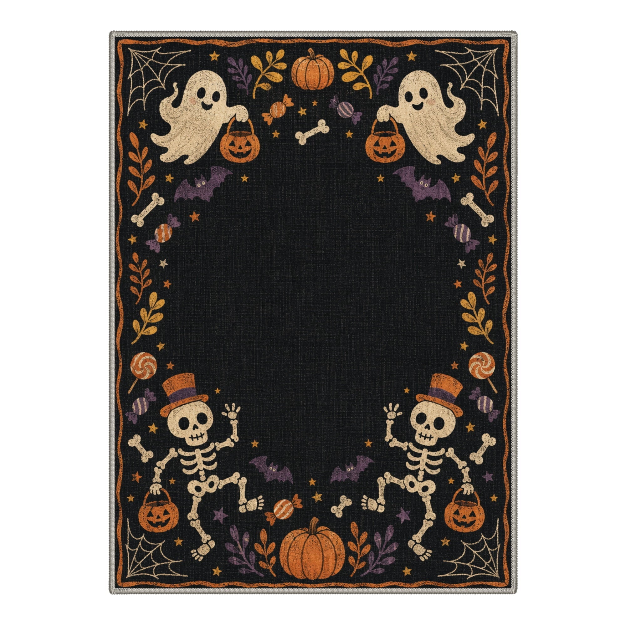 GENIMO 2'x7' Halloween Runner Rug, Washable Non Slip Soft Vintage Witch Indoor Outdoor Hallway Runner for Porch Patio Kitchen Entryway, Vintage Black