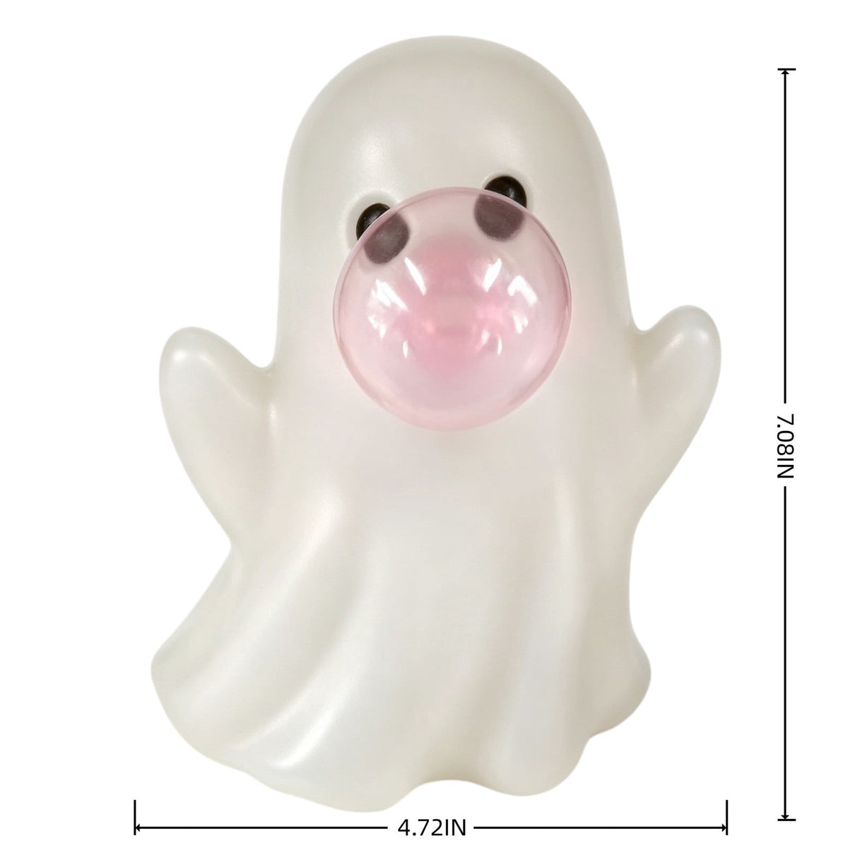 Pink Halloween Decor Ghost Candy Bowl Figurine with Bow and Scalloped Holder for Indoor Tabletop Decor and Party Favor Display