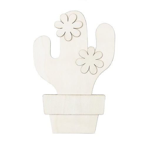(2 pack) Plaid Surfaces Layered Wood Shape, Cactus