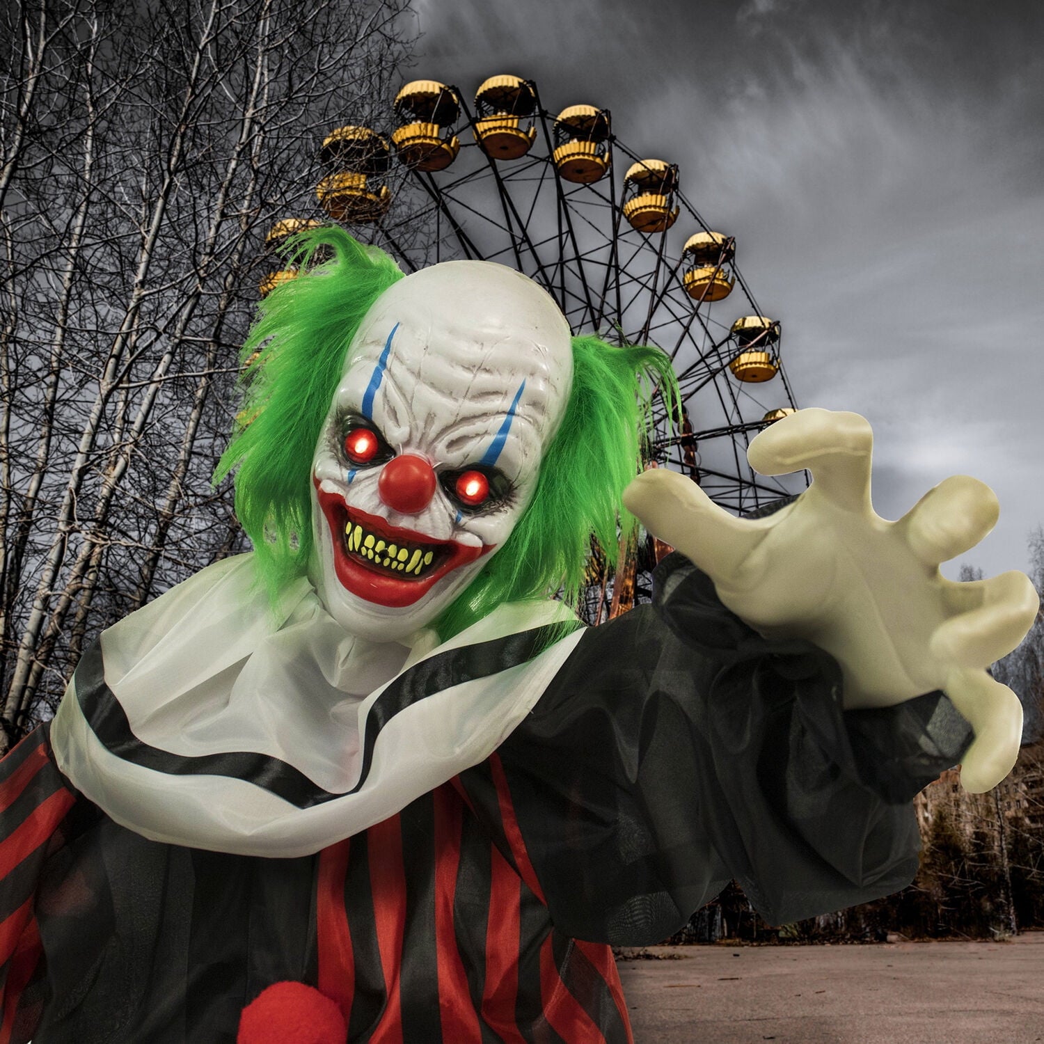 Haunted Hill Farm 1.8 ft Groundbreaker Clown-Vile, Halloween Decoration, Multi-Color, HHFJCLOWN-2LSA