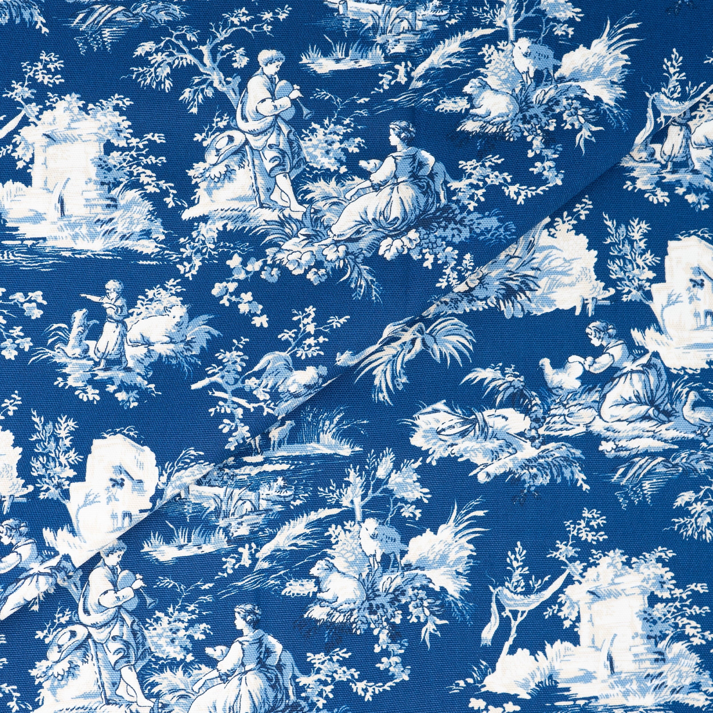 Waverly Inspirations 100% Cotton 45" x 2 Yards Precut Toile Navy Print Sewing & Crafting Fabric, 1 Each