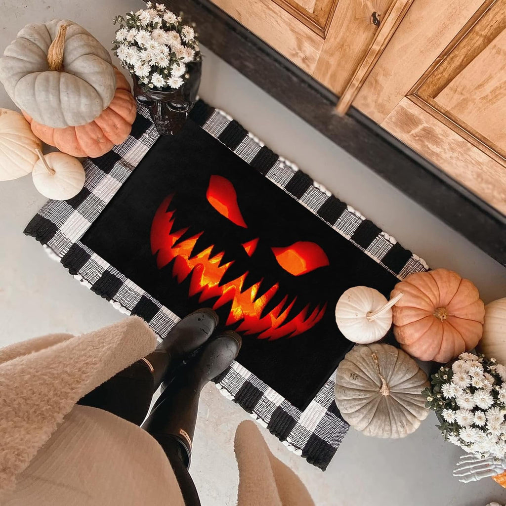 NIETEIN Halloween Welcome Doormat, 19.7 X 31.5 Inch Pumpkin Design Non-Slip Mat