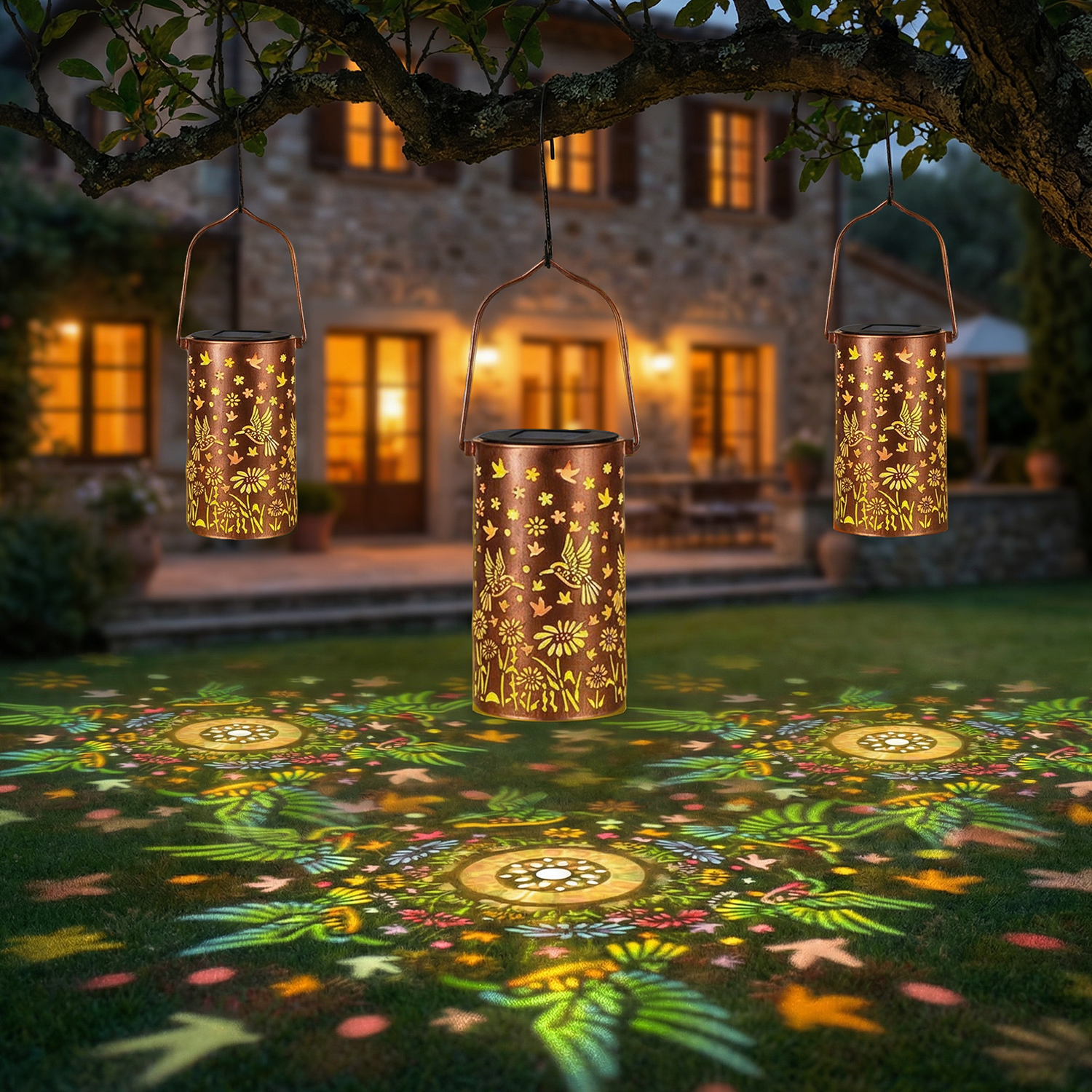 Colorful Solar Lanterns IP65 Outdoor Waterproof, Mother's Day Gifts for Women Mom Grandma - LED Colorful Sunflower Solar Lights Metal Hanging Lantern for Patio Yard Porch