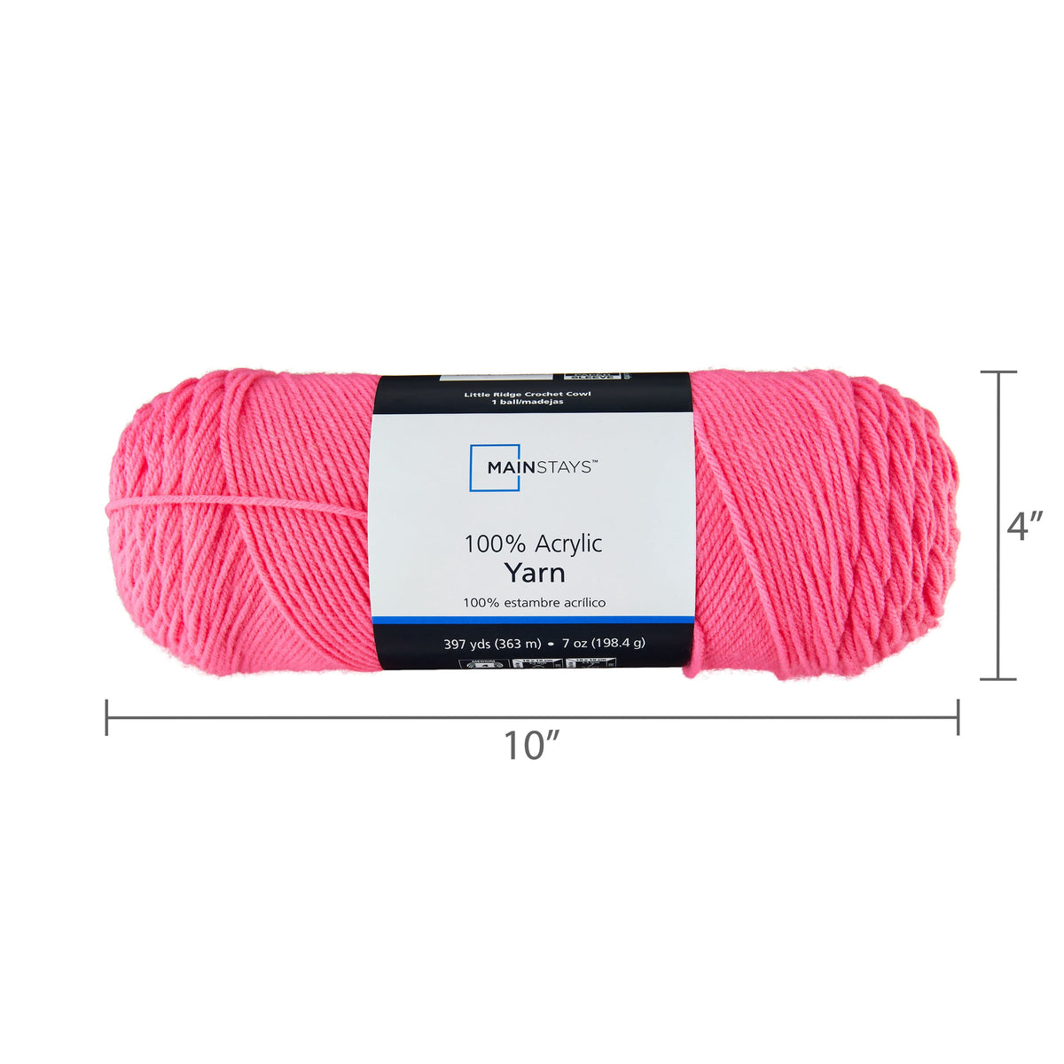 Mainstays Medium 4 Acrylic Yarn, White, 7 oz, 397 Yards