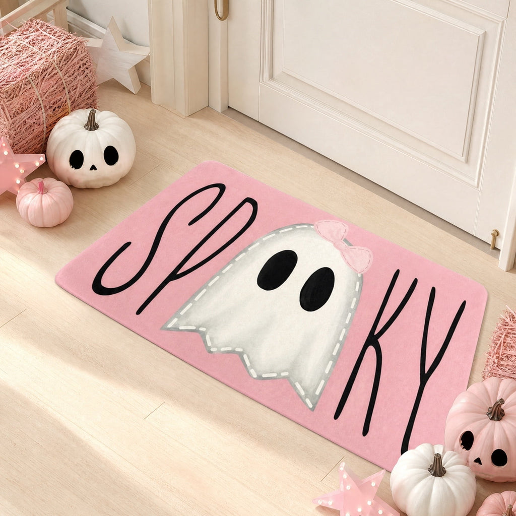 Pink Halloween Decor Ghost Candy Bowl Figurine with Bow and Scalloped Holder for Indoor Tabletop Decor and Party Favor Display