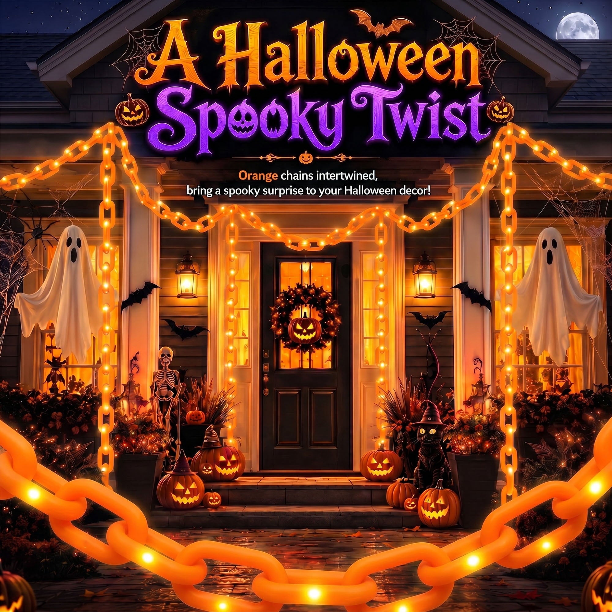 VOLIVO Halloween Chain Lights, 10FT 8 Modes Waterproof Battery Operated Halloween Decorations for Outdoor Party, Cosplay, Spooky (Purple)