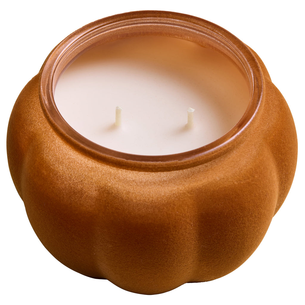 Better Homes & Gardens Flocked Pumpkin Jar Candle, Pumpkin Snickerdoodle Swirl, 2-Wick, 12.7 oz