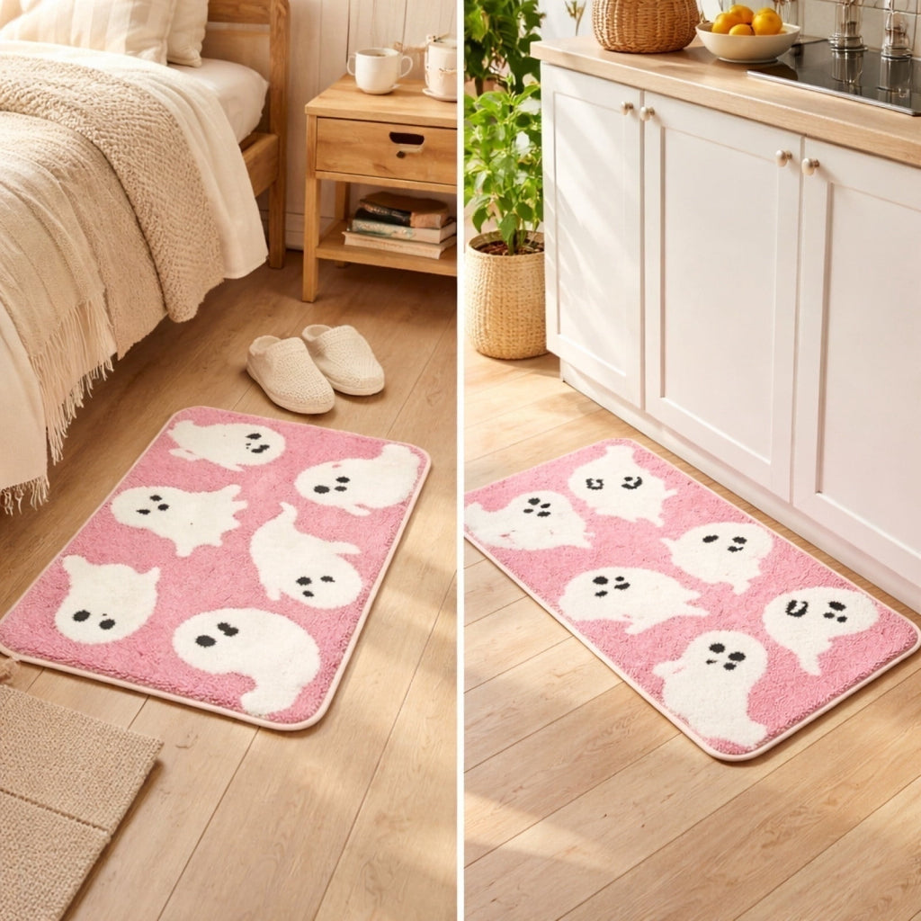 WWC Halloween Door Mat, 32x20 inch Halloween Decor Thick Non Slip Ghost doormat, Entryway Rug for Fall Party Indoor Outdoor Front Porch