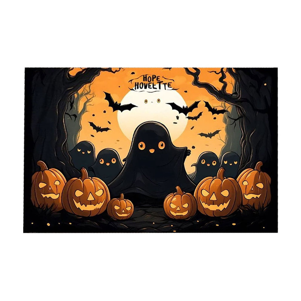 Xuniizn Halloween Mat, 16X24" Velvet Halloween Door Mat for Outside Entrance, Spooky Halloween Rug for Outdoor & Indoor, Non Slip Washable Halloween Doormat, Halloween Bathroom Decor