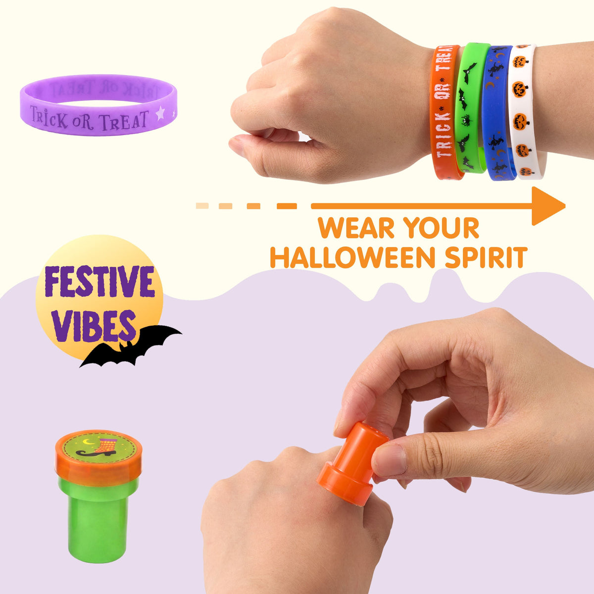 Joyfy 168 Pcs Halloween Stationery Party Favors,Halloween Gifts for Kids,Halloween Goodies Including Halloween Vampire Teeth,Spiders,Stamps,Stickers,Slap Bracelets