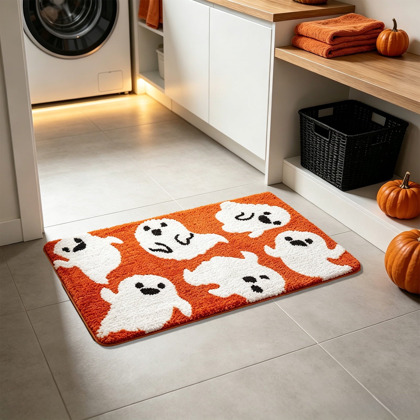WWC Halloween Door Mat, 32x20 inch Halloween Decor Thick Non Slip Ghost doormat, Entryway Rug for Fall Party Indoor Outdoor Front Porch