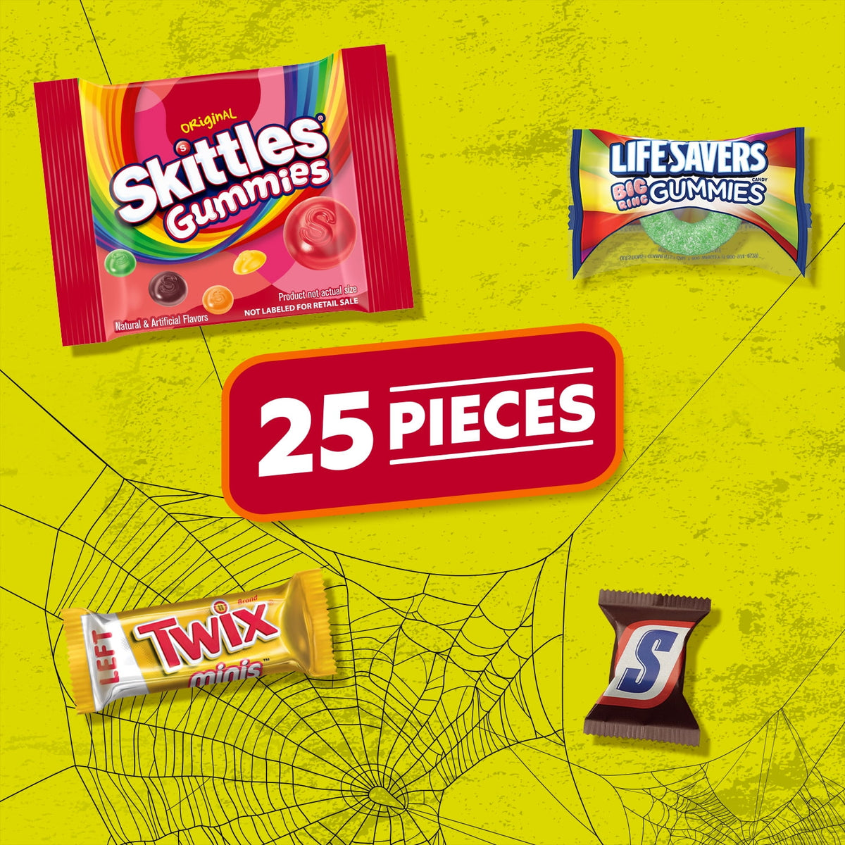 Snickers, Skittles Gummies & More Halloween Candy Variety Pack - 155 Ct Bulk Bag