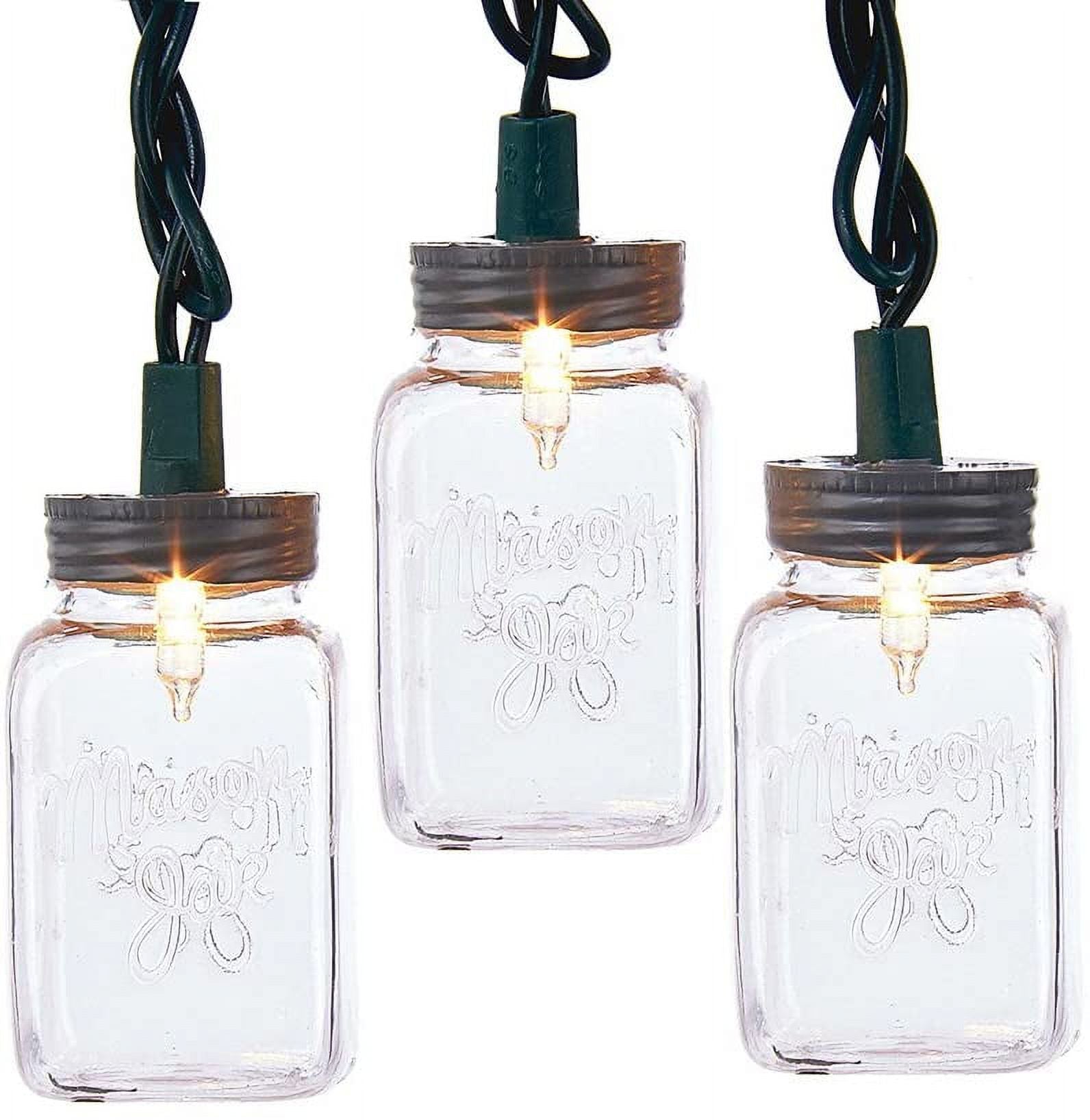Kurt Adler UL 10-Light Clear Mason Jar Light Set