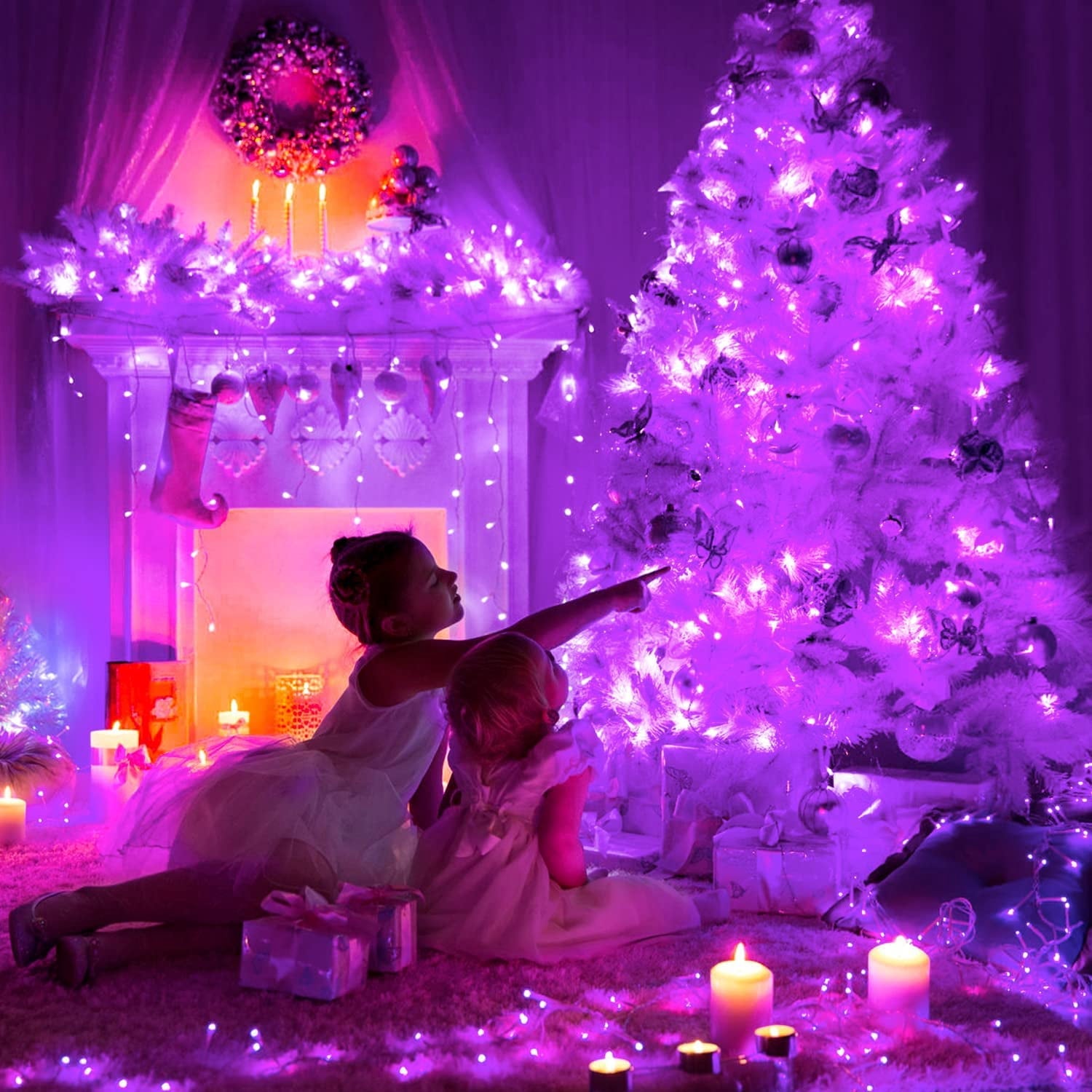 JMEXSUSS 200 LED Christmas Lights Indoor Outdoor, Connectable Warm White Christmas Tree Lights Clear Wire, 66 Ft Twinkle Fairy String Lights Plug in for Bedroom Wedding Christmas Tree Decorations