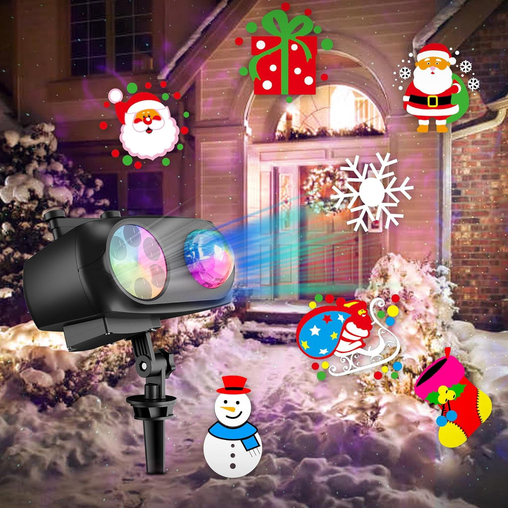 Christmas Halloween Projector Lights, Upgrade Waterproof Outdoor Indoor Holiday Projector Lights with Remote and 20 HD Effects (3D Ocean Wave + Patterns) for Xmas Halloween Party Yard Decor