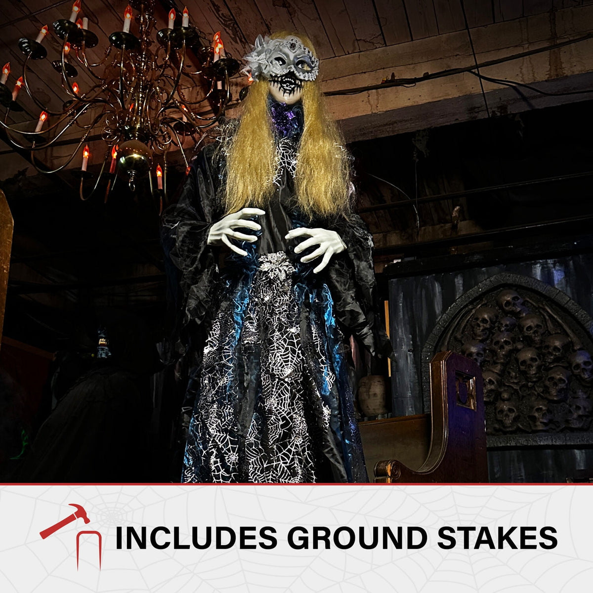 Haunted Hill Farm 6.5 Ft Life-Size Animatronic Bride Indoor/Outdoor Halloween Decoration, Multicolor, HHLADY-2FLSA