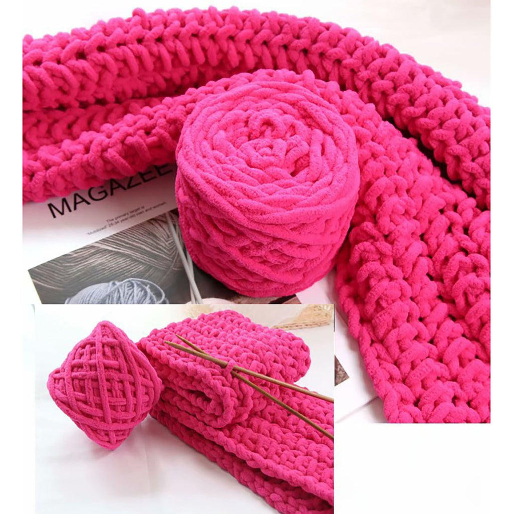 1 Pc Blanket Yarn Chunky Knit Chenille Yarn Soft Velvet Yarn Crochet Knitting Blanket Yarn DIY Craft for Knit Sweaters, Blankets, Shoes, Scarves, Clothes, Dark Green