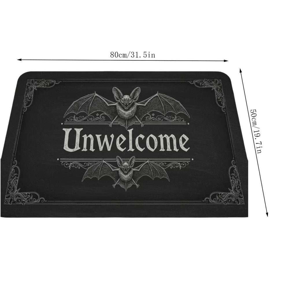 Halloween Heart Print Doormat 60x40cm, Black Orange Spooky Entry Mat for Front Door, Non-Slip Indoor Outdoor Rug