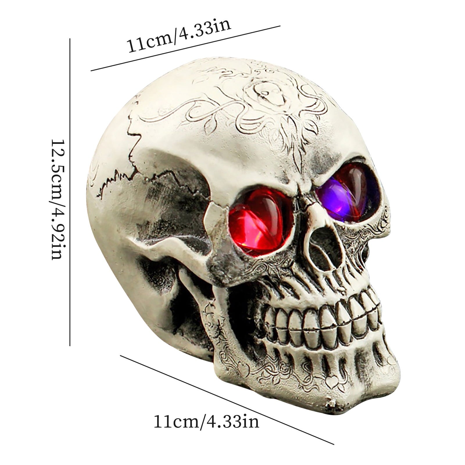 Matoen Halloween Skull Decorations Indoor Table Desk Home Decor Haunted House Halloween LED Lights Up Eyes Party Supplies Animated Skull Scary Eyeballs