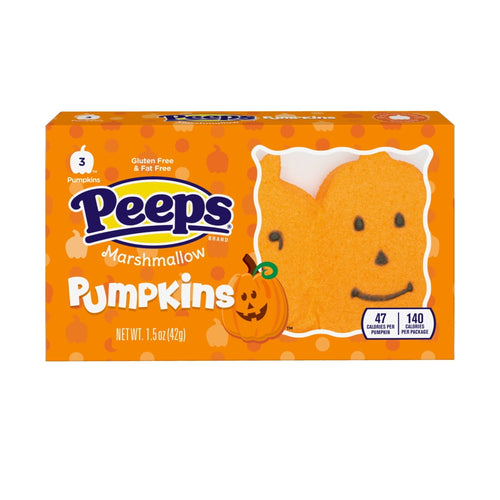 (4 pack) PEEPS Marshmallow Pumpkins Halloween Candy, 3 Count, 1.5 Ounce, Gluten-Free