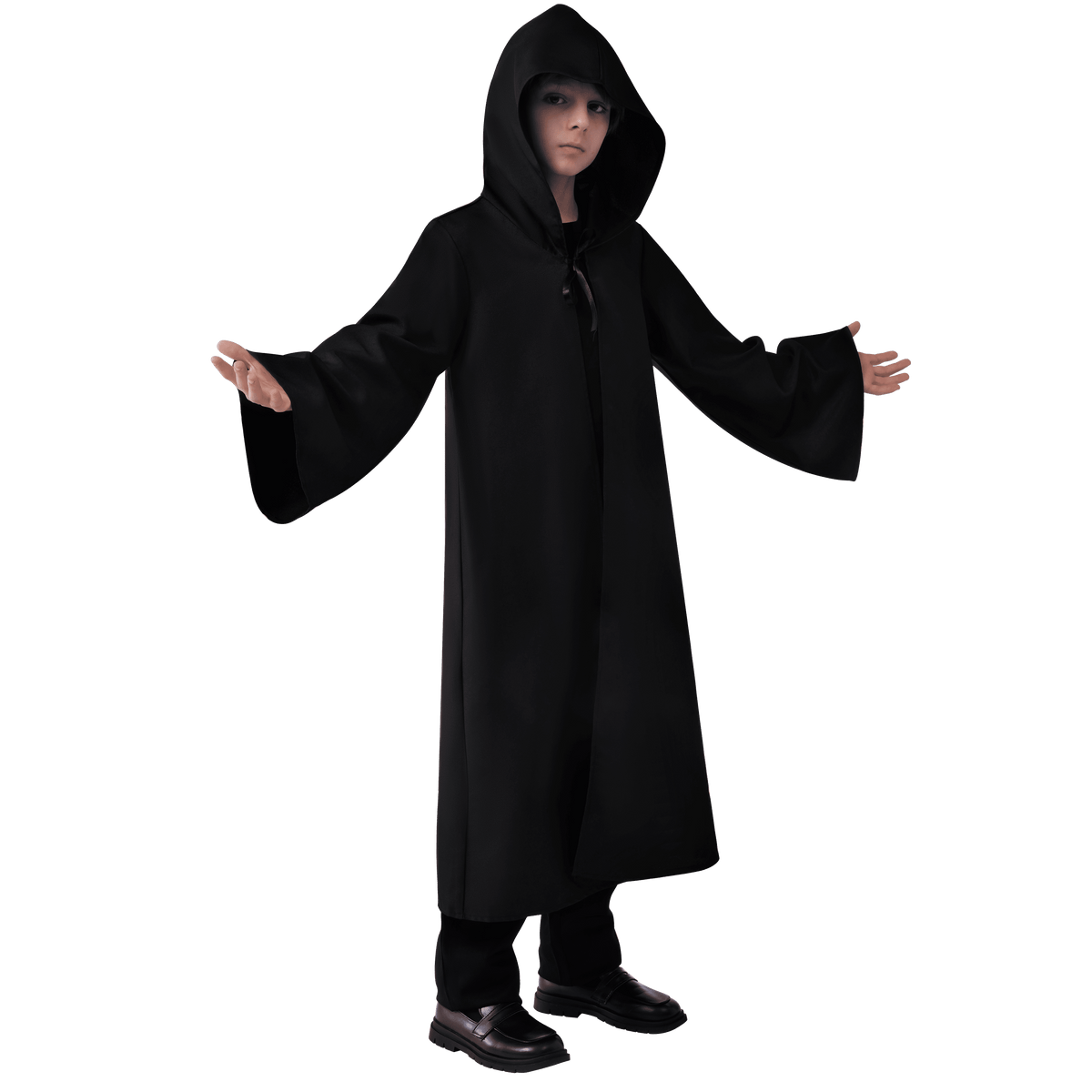 Joyfy Boys Renaissance Costumes, Kids Knight Costume, Black Cloak Tunic Hooded Robe Halloween Costume for Child Halloween Party Cosplay