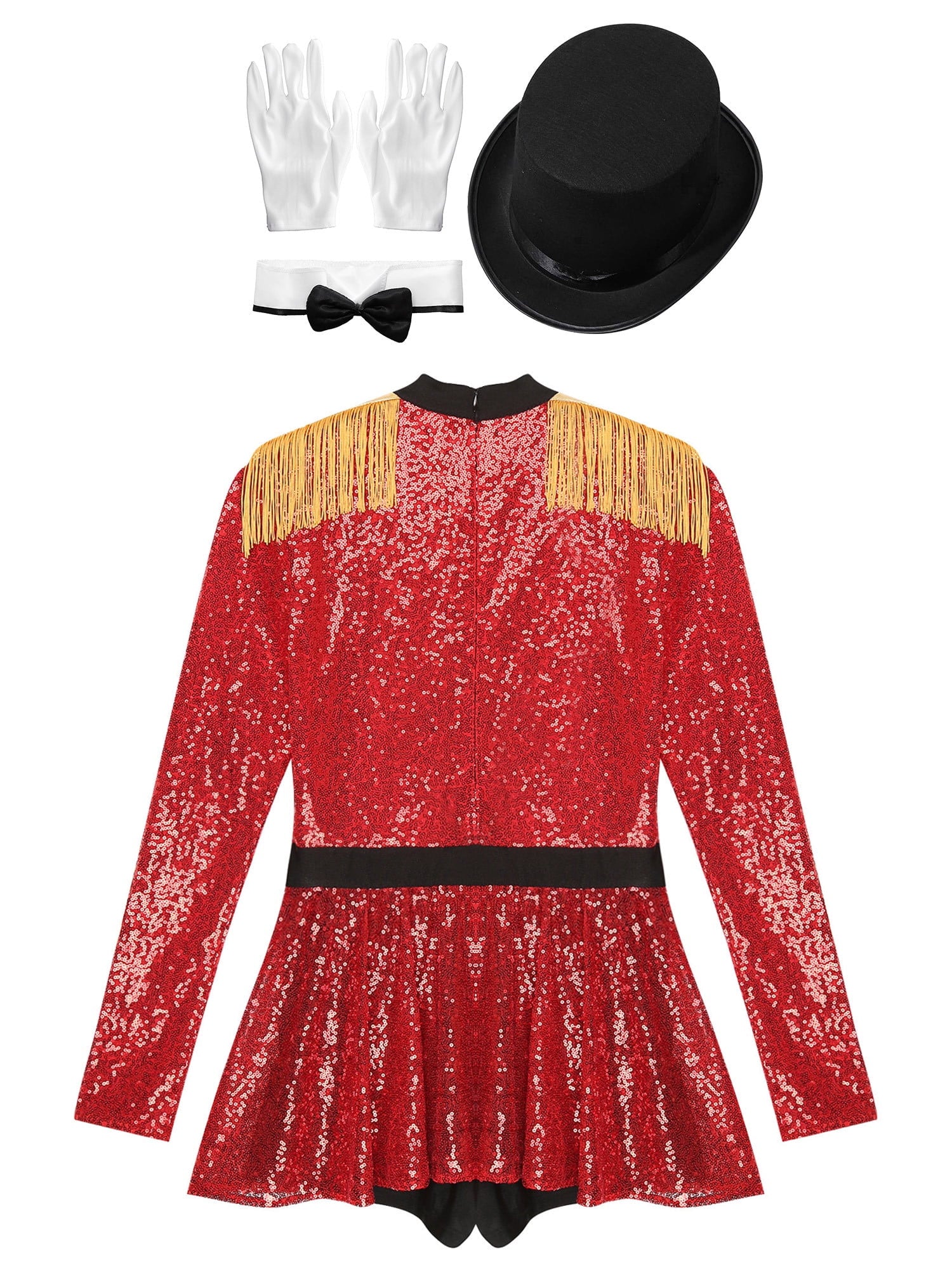 iiniim Womens Ringmaster Costume Circus Ring Leader Outfit Master Lion Tamer Fancy Bodysuit Black S