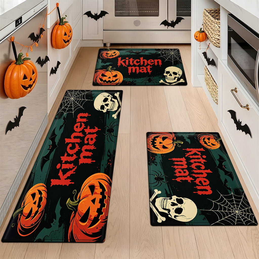 YIMEIS Halloween Pumpkin Lanterns 1Pc Flannel Mat and Kitchen Rugs,Soft Non-slip,Perfect for Home Bathroom