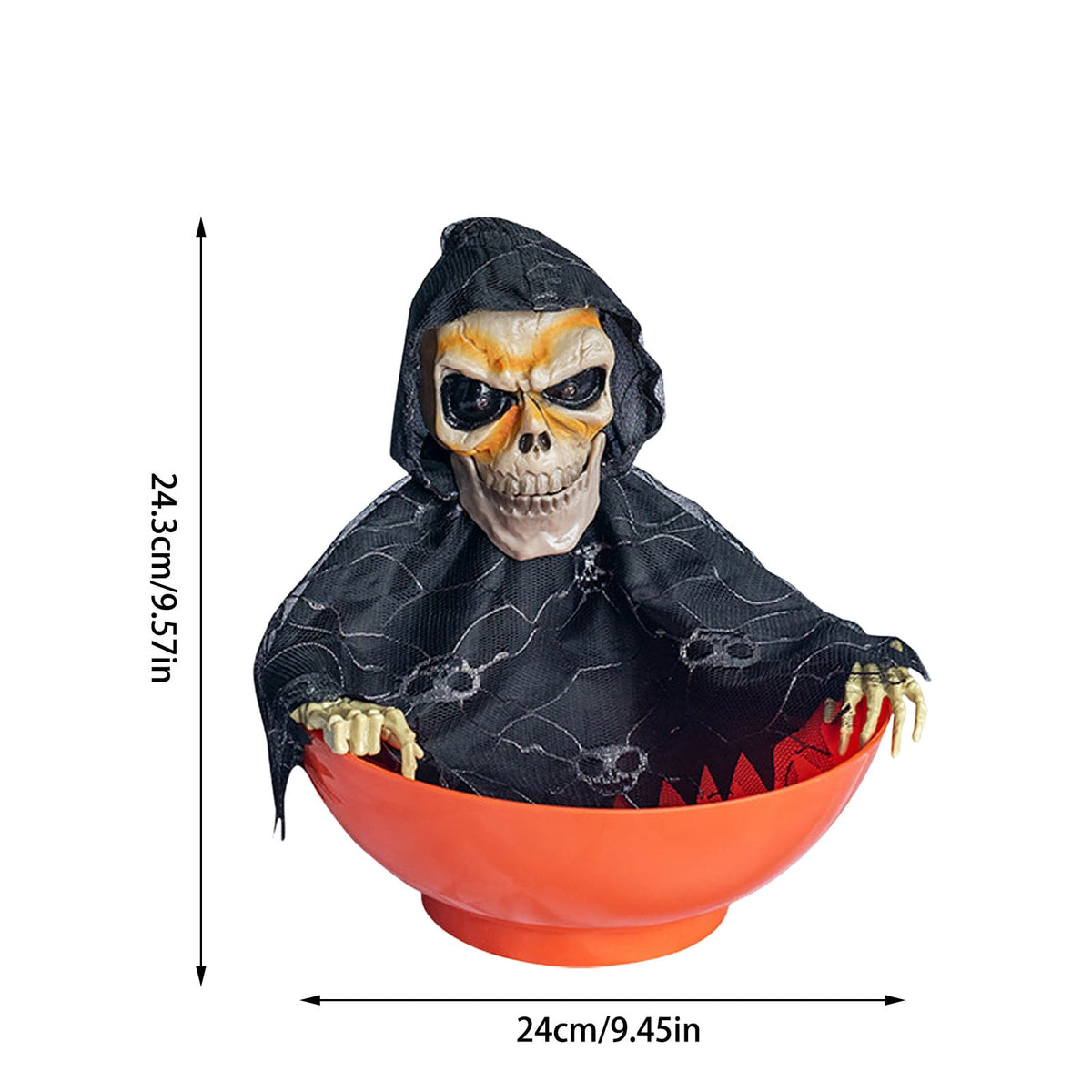Animated Halloween Candy Bowl - Motion-Activated Skull with LED Eyes & Sound - Screaming Trick or Treat Candy Dish for Prank Decor