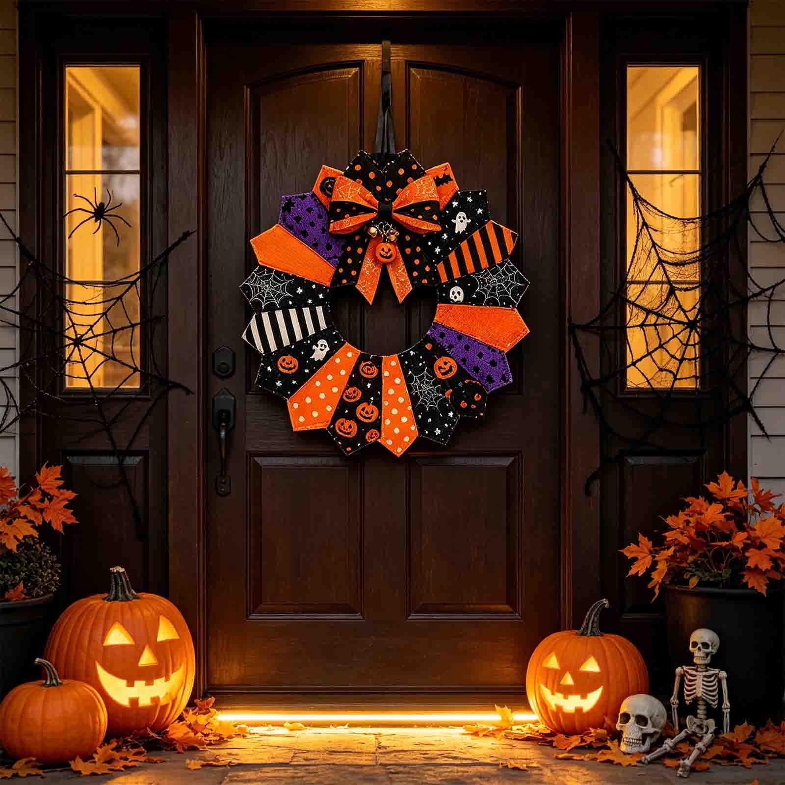 HOARBOEG Autumn Harvest Sunflower Wreath, Artificial Pumpkin Maple Leaf Fall Wreath for Front Door, 21.65 in Thanksgiving Wall Hanging Decor, Outdoor Indoor Harvest Decor