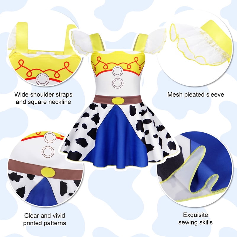 Benylion Girls Cowgirl Costume Summer Dress Toddler Princess Dress up for Kids Birthday Outfits Halloween Role Play Clothes for 3-4 Years