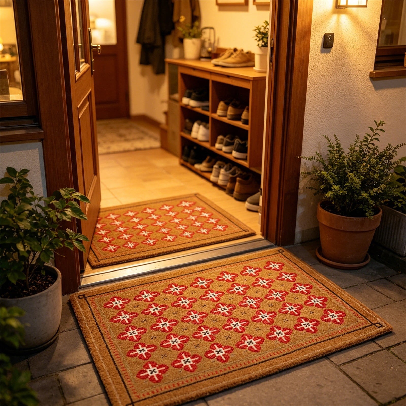 Patriotic Door Mat 4th of July Bow Flag Floor Doormats Independence Day Star Welcome Non Slip Mats for Front Porch Decor 16*24in Black
