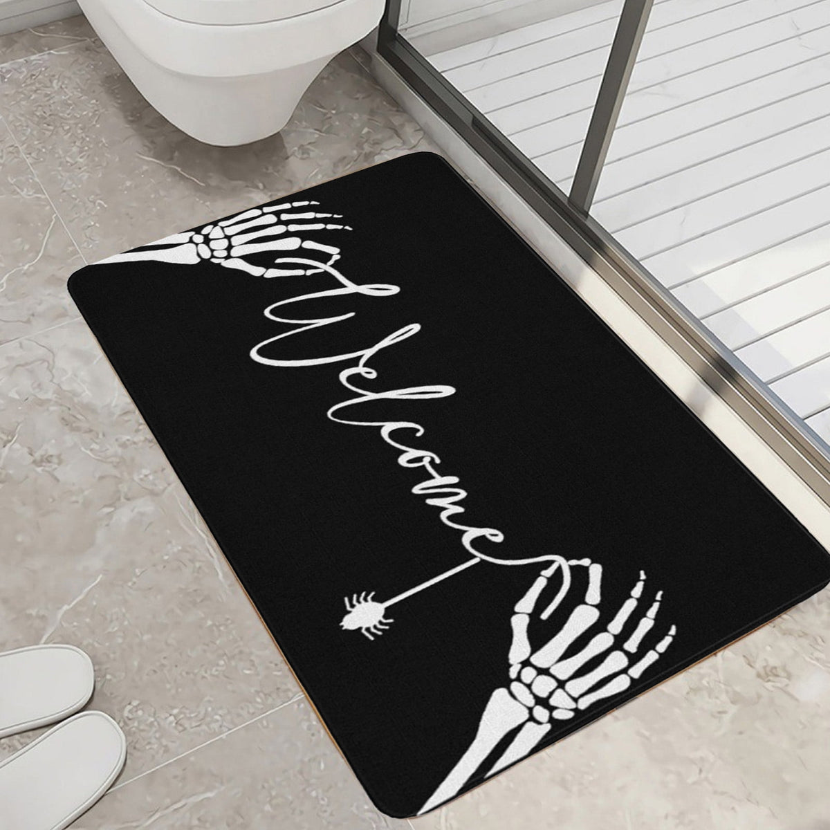 TOPRenddon Halloween Door Mat, Outdoor Front Door Decorative Doormat 16" x 24", Spider Web Bones Welcome Doormats, Non-Slip Rubber Mats Washable Carpet for Porch, Entryway, Indoor, Bathroom, Kitchen