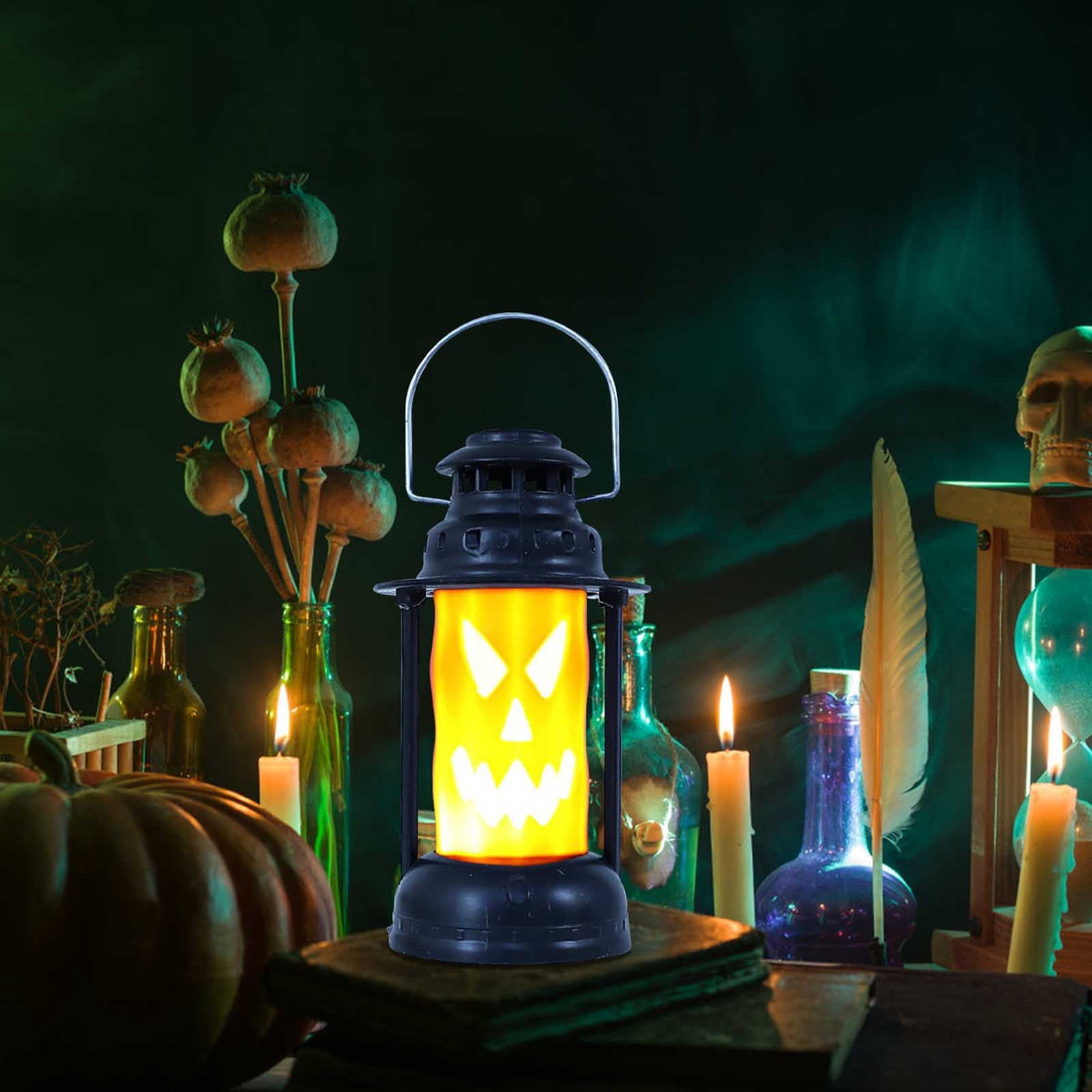 YZEGDCH Halloween Decorations Costume Skull Kerosene Lamp Home Savings Landscape Decor for Table Patio Garden Yard Pathway Porch