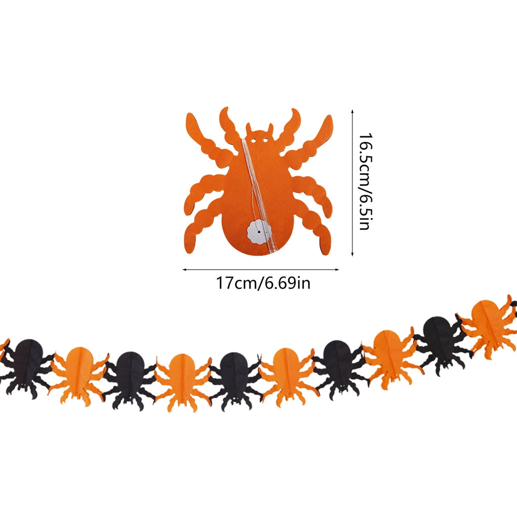 Halloween Paper Banner Decorations, 9.8Ft Orange Black Spider Bunting Garland Banners Decor for Wall Home Indoor Outdoor Birthday Party Supplies