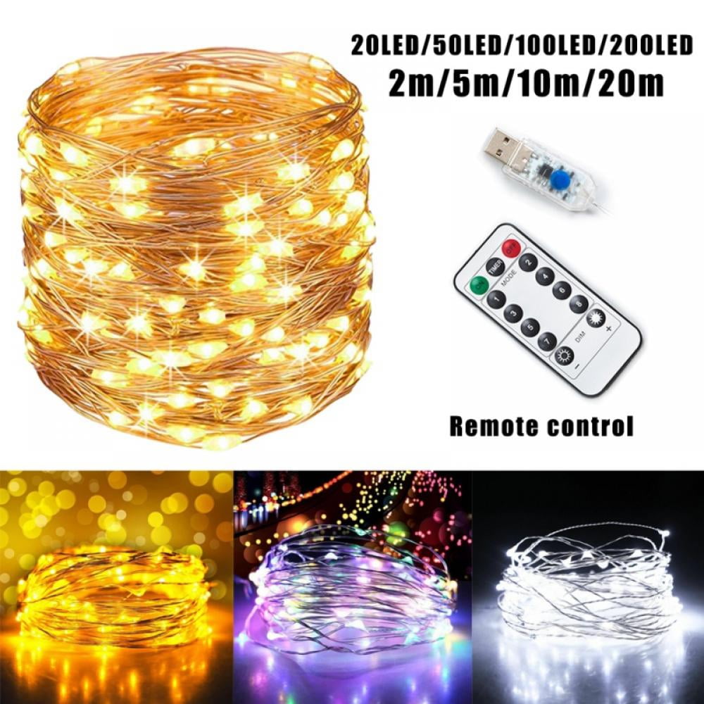 Remote Control String Lights, Led Fairy Lights, 20/50/100/200 LEDs Waterproof Flexible String Lights Battery Operated for Bedroom Home Wedding Christmas Festivals