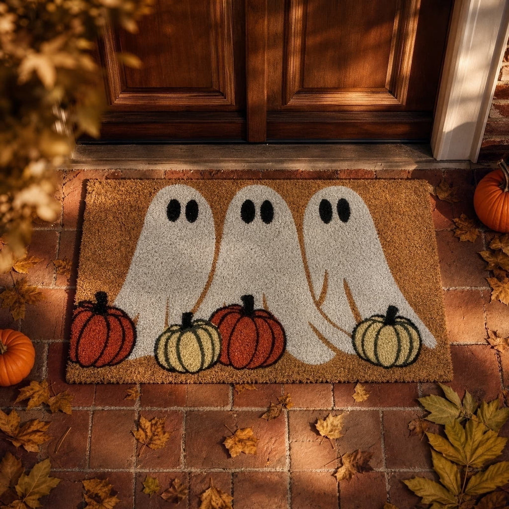 Halloween Door Mat Outdoor Cute Ghost Doormat for Front Door Non-Slip Entrance Door Rugs Halloween Rug for Bathroom Porch Entryway Decor, 16 x 24 Inch