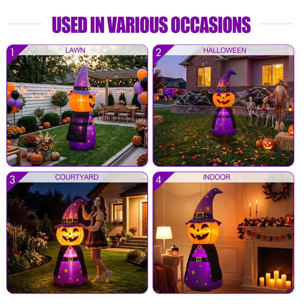 MAGOTAN 6 FT Halloween Inflatable Pumpkin Halloween Inflatable Pumpkins and Cat Outdoor Yard Decoration Build-in 7 LED White Lights