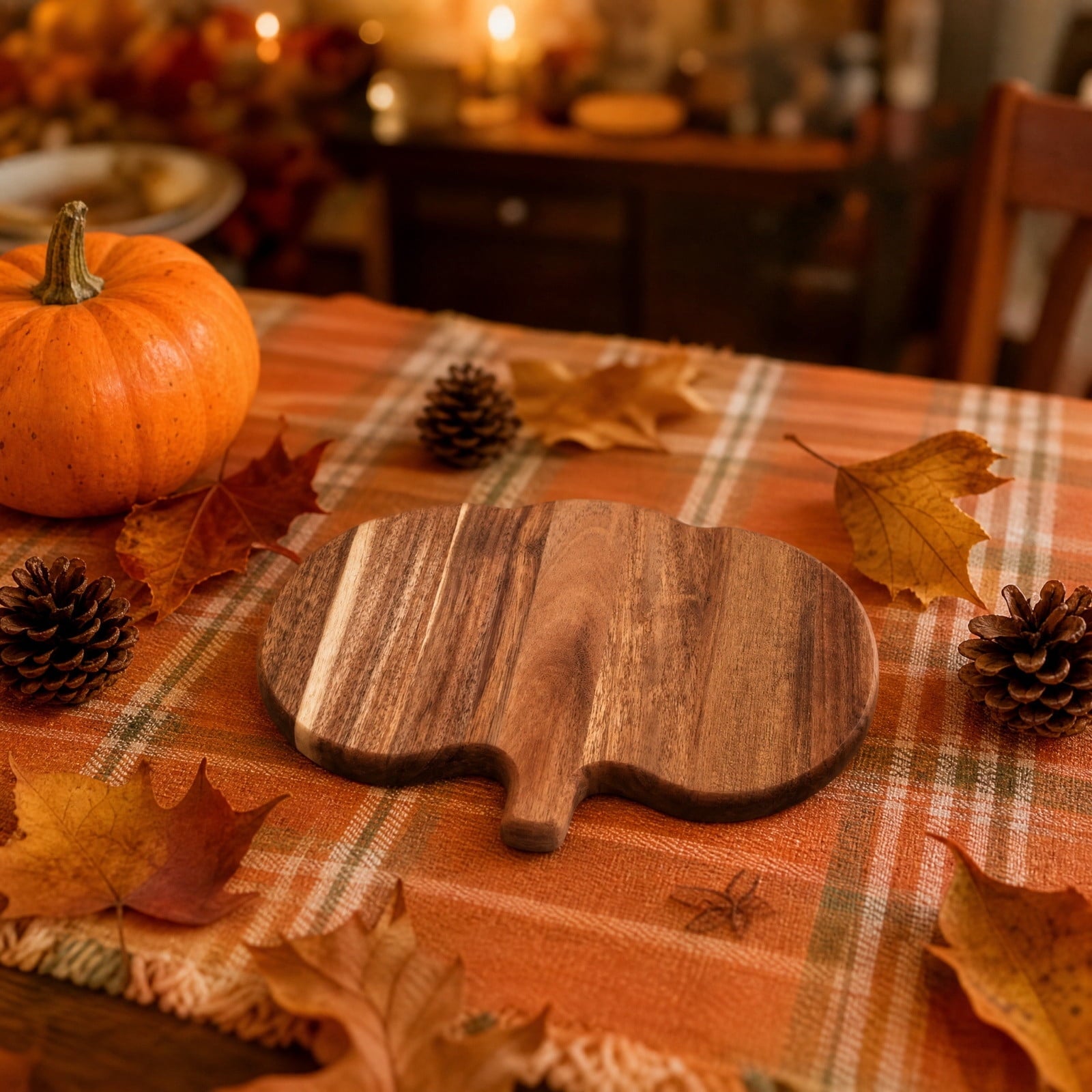 geerera Pumpkin Shaped Wooden Serving Board, Cheese & Charcuterie Platter for Fall, Thanksgiving & Halloween Parties