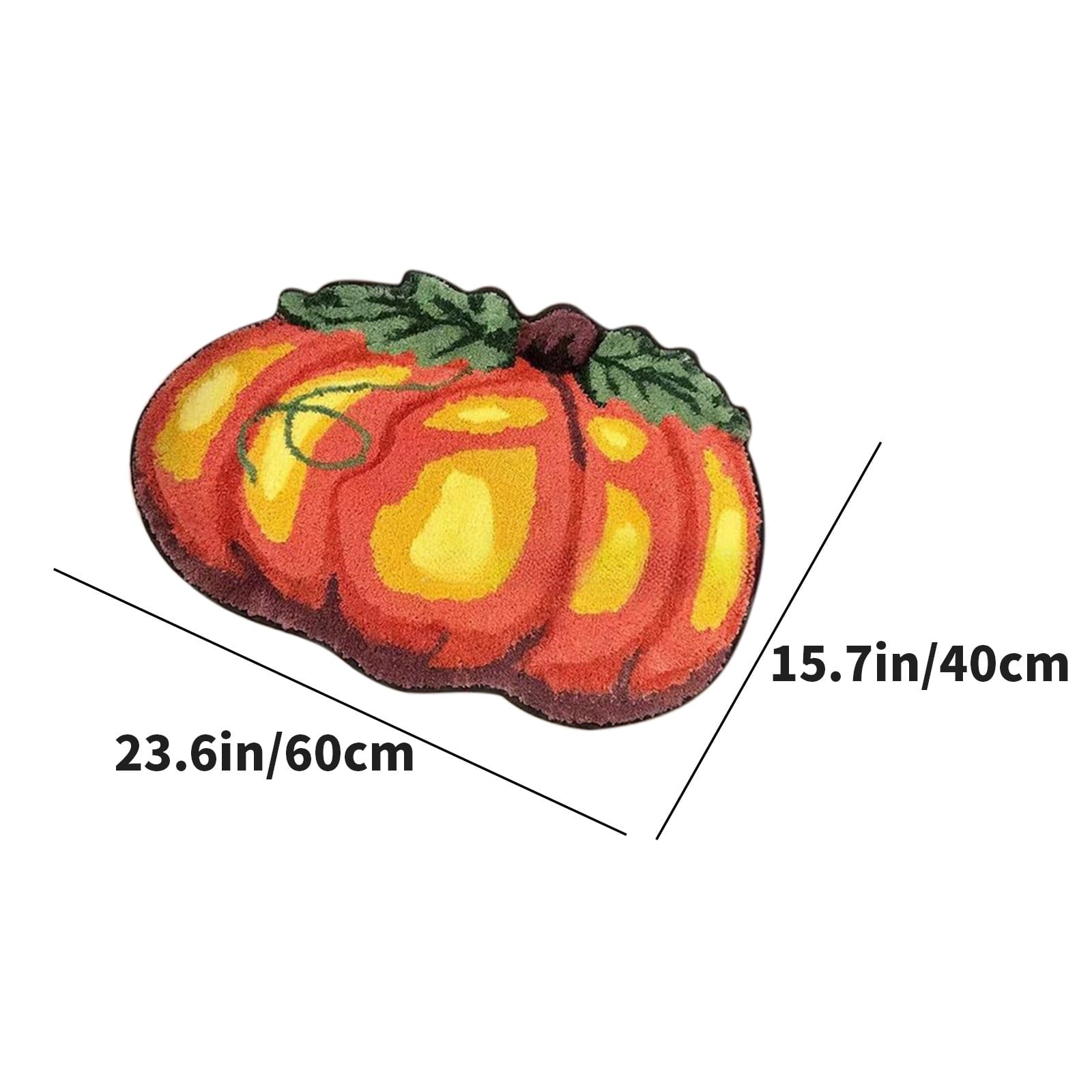 yulier Fall Pumpkin Bathroom Rug, Pumpkin Shape Bath Mat, Non-Slip Soft Kitchen Mat Doormat Orange Floor Mat Fall Decor, 24x16 Inch