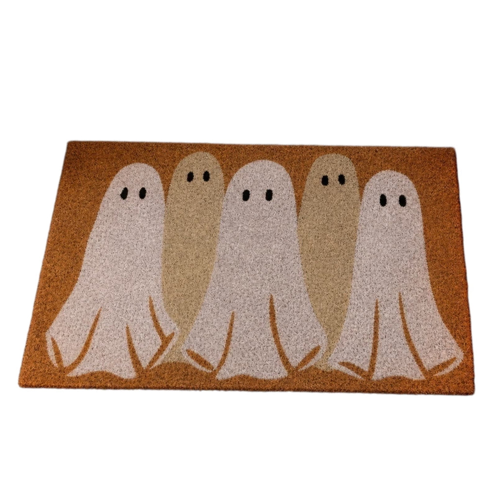 Cute Ghost Family Halloween Doormat, Outdoor Ghost Coir Door Mat Cute Outdoor Indoor Entrance Door Mat Non Slip Rubber Backing for Halloween Front Porch Entryway Decor