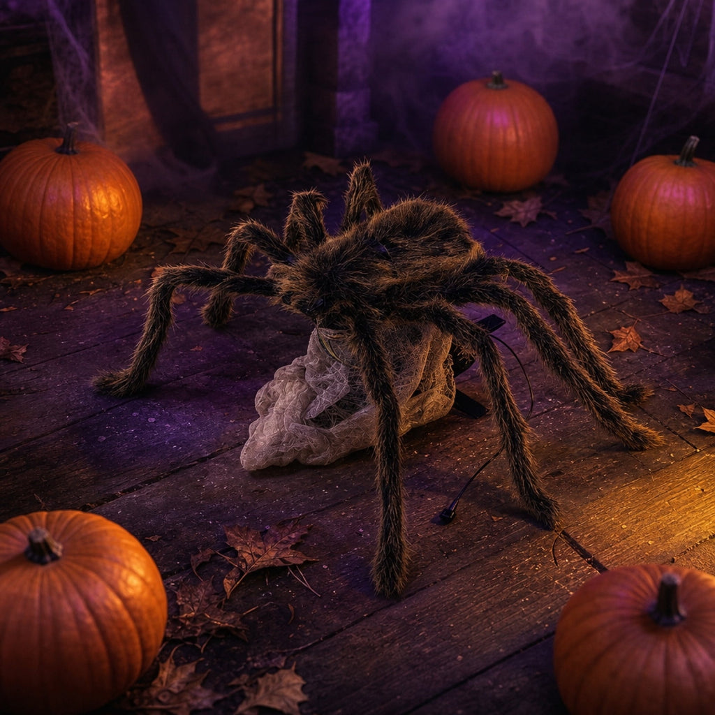Halloween Jumping Prop Animated Pops Up Fuzzy with Light Sounds Scary Electrics Trick Toy Haunteds House Outdoor Indoor Horror Decor