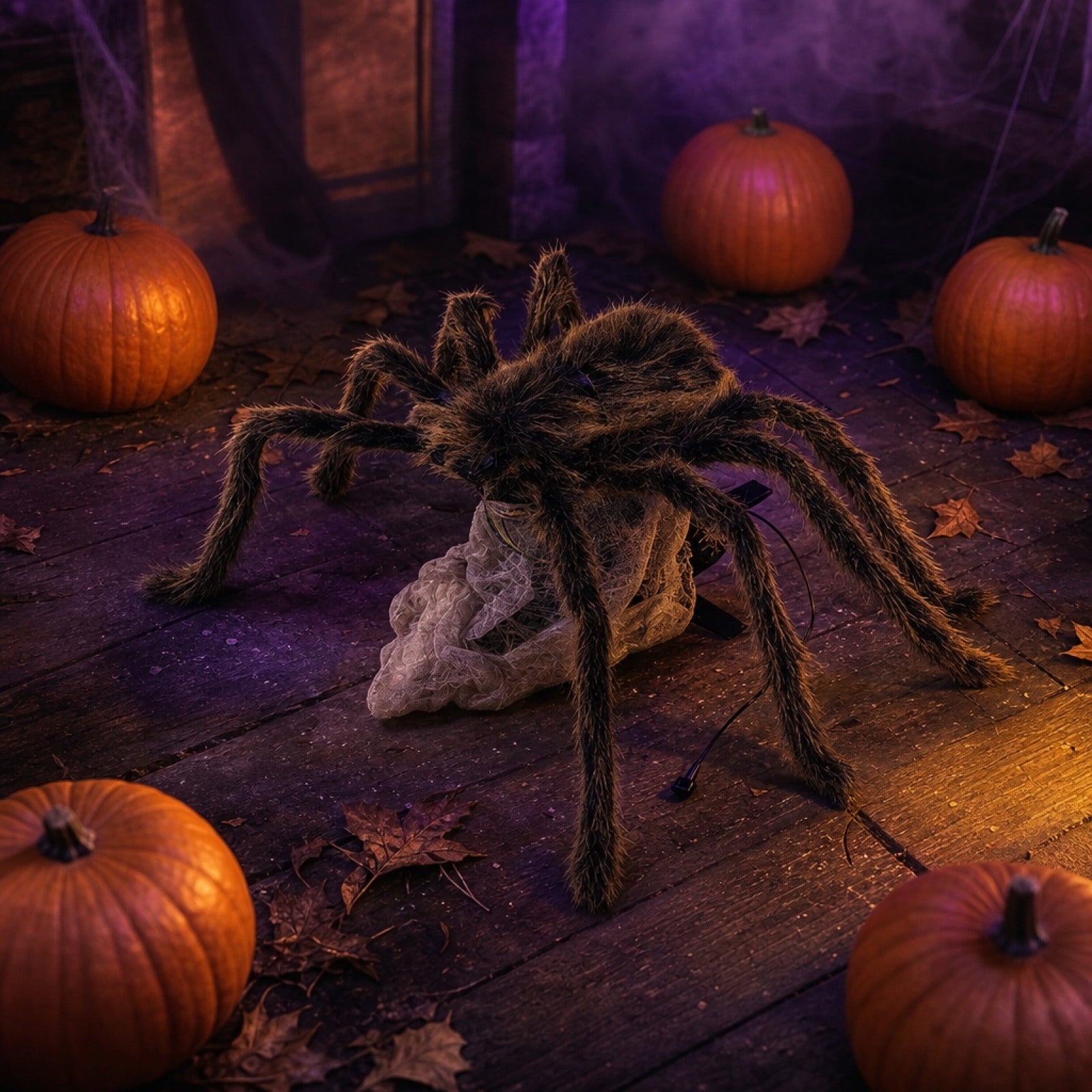 Halloween Jumping Prop Animated Pops Up Fuzzy with Light Sounds Scary Electrics Trick Toy Haunteds House Outdoor Indoor Horror Decor