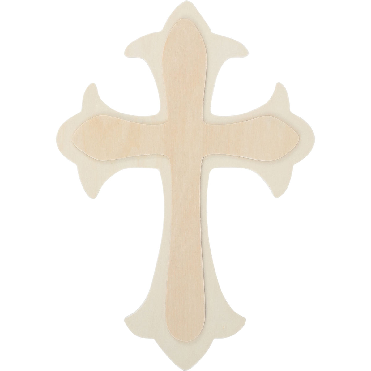 (3 pack) Plaid Unpainted Wood Surface, Large Fleur De Lis Cross Shape, 1 Piece