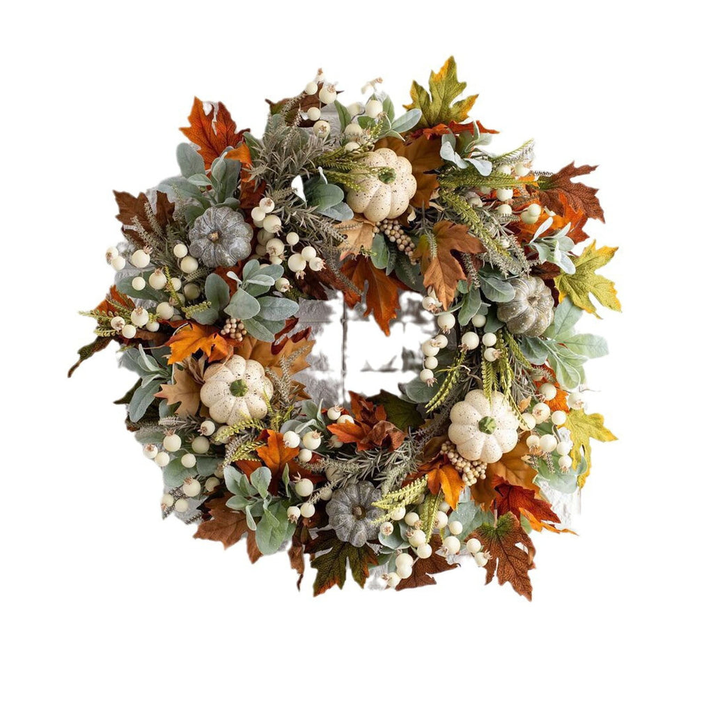 Fall Peony and Pumpkin Wreath for Front Door - Thanksgiving Wreath, Year Round Durable Farmhouse Wreath with Maple Leaves, Berries, Pinecones, and Pumpkins for Thanksgiving, Halloween, Home Decor
