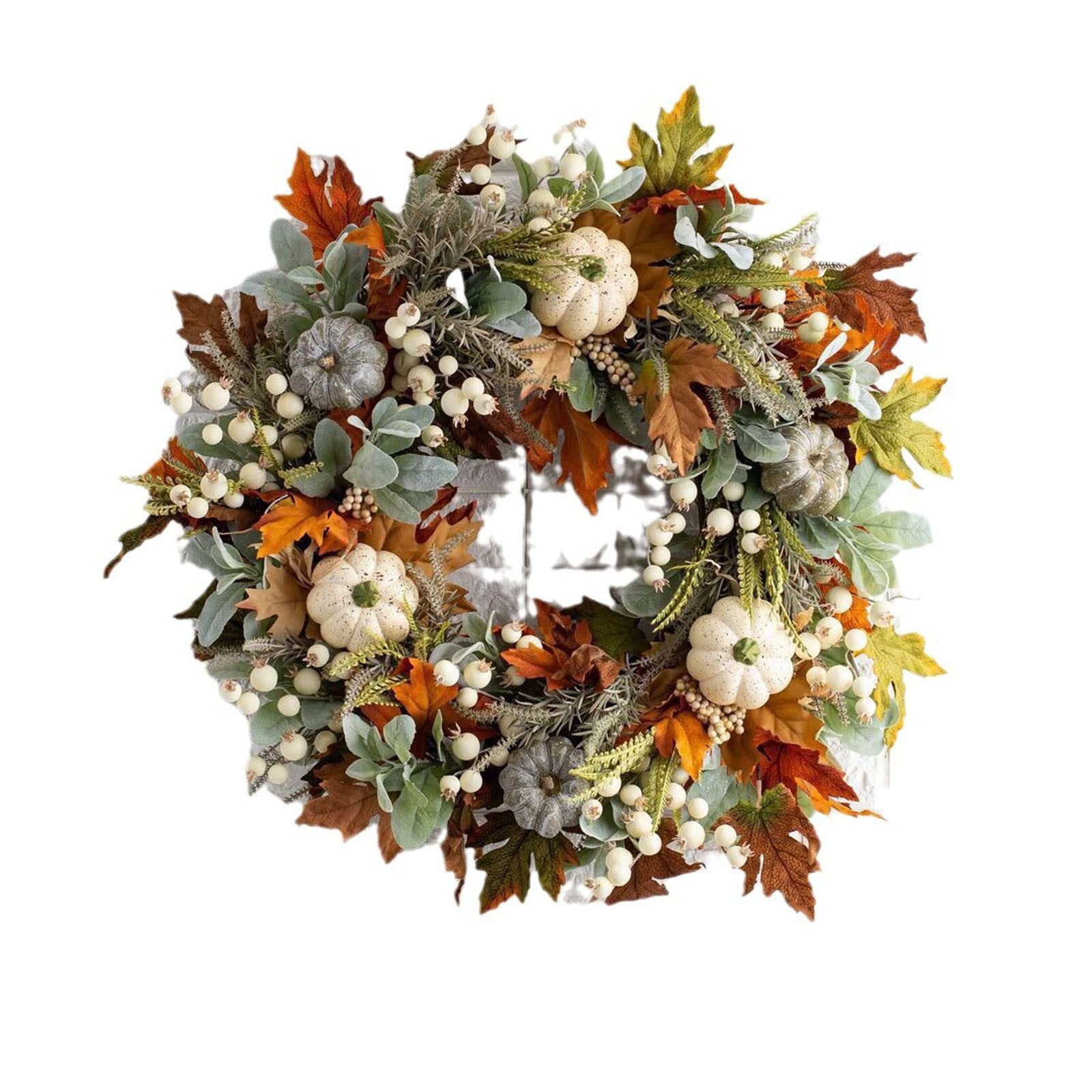 Fall Peony and Pumpkin Wreath for Front Door - Thanksgiving Wreath, Year Round Durable Farmhouse Wreath with Maple Leaves, Berries, Pinecones, and Pumpkins for Thanksgiving, Halloween, Home Decor