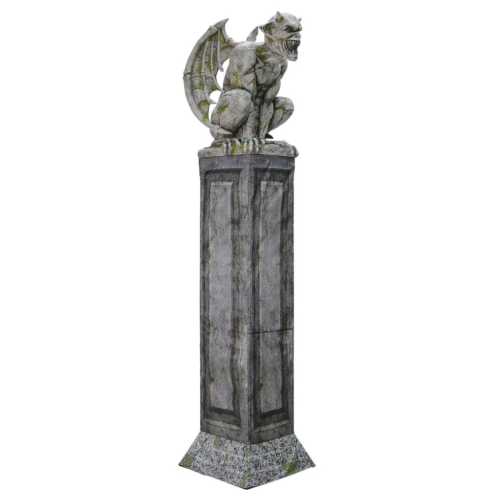 Seasonal Visions 8 ft Oversized Gargoyle Pillar Animated Prop - Gray